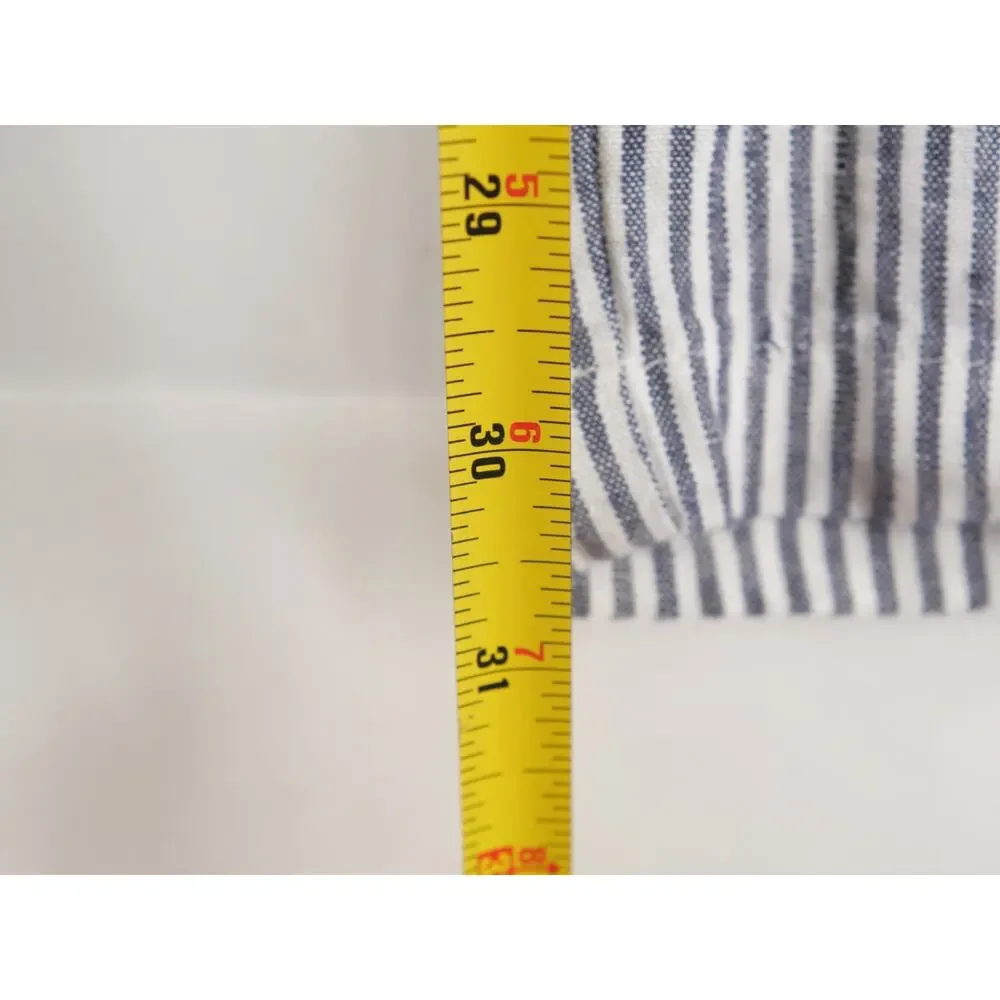 NWT Alex Crane Men's 28x30 White Blue Pinstripe Pants 100% Linen Relaxed Fit